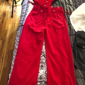 Vibrant red pants. Cute for work !